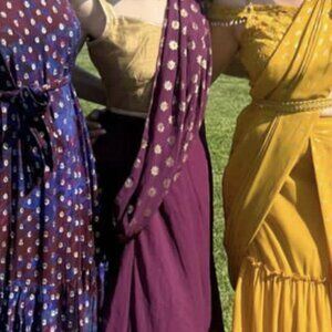 Purple and Gold Pre-Stitched Saree